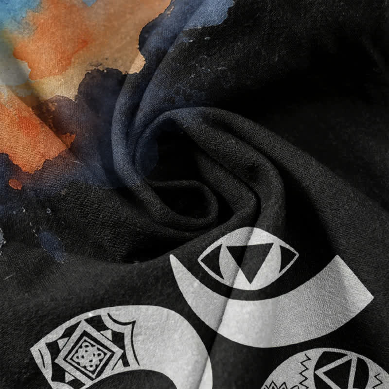 Buddha Stones Cotton Om Chakra Emblem Men's Short Sleeve Half Button Shirt - image 2