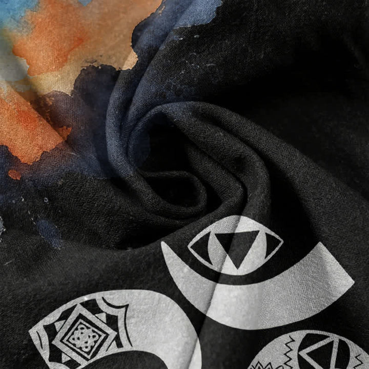 Buddha Stones Cotton Om Chakra Emblem Men's Short Sleeve Half Button Shirt - image 2