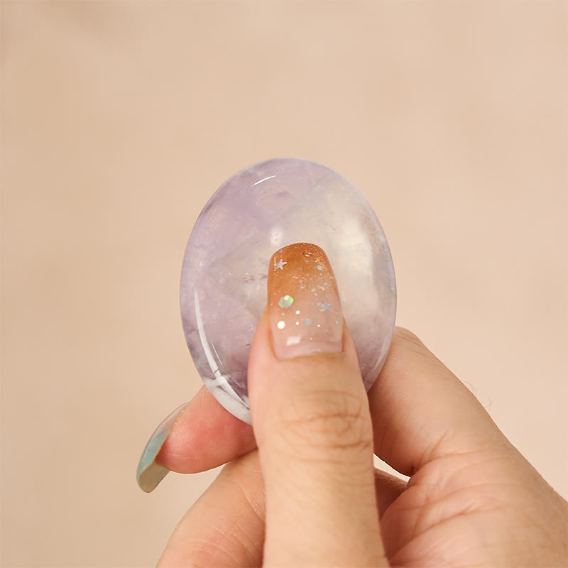 Buddha Stones Calm & Strength Natural Small Light Amethyst Worry Stone Protection Crystal Decor 3.5*4.5cm - image 1