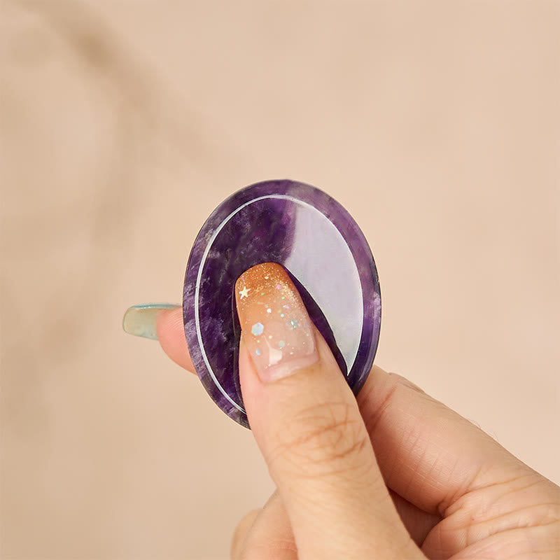 Buddha Stones Calm & Strength Natural Small Amethyst Worry Stone Balance Crystal Decor 3.5*4.5cm - image 1