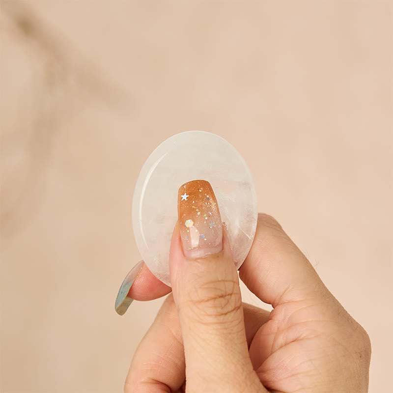 Buddha Stones Clarity & Calm Natural Small Clear Quartz Worry Stone Clarity Crystal Decor 3.5*4.5cm - image 1