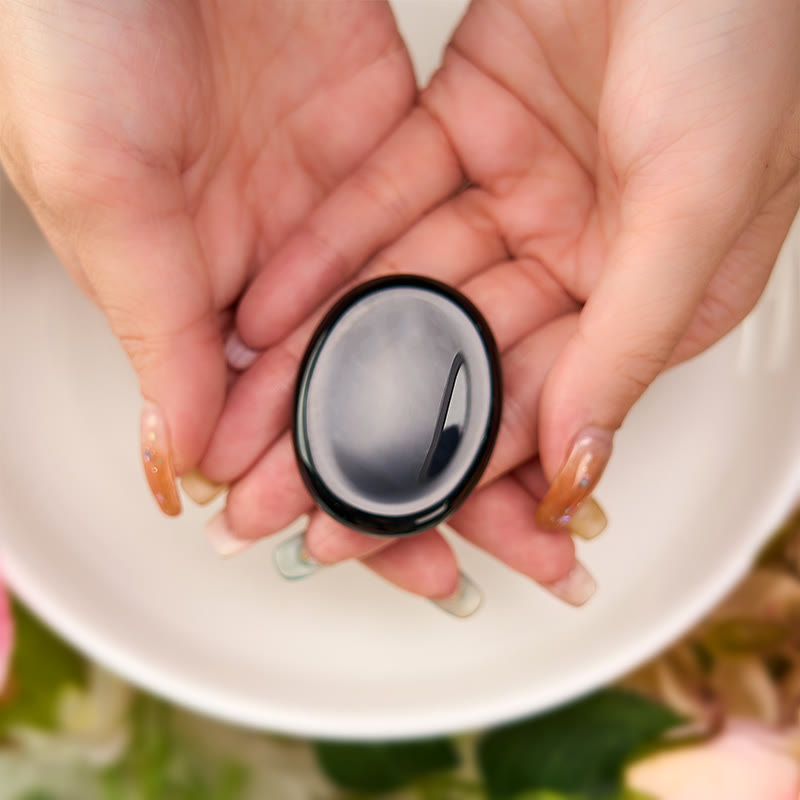 Buddha Stones Protection & Grounding Natural Small Black Obsidian Worry Stone Crystal Decor 3.5*4.5cm - image 2