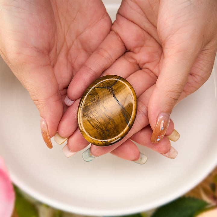 Buddha Stones Confidence & Focus Natural Small Tiger's Eye Worry Stone Crystal Decor 3.5*4.5cm - image 2