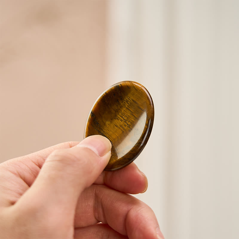 Buddha Stones Confidence & Focus Natural Small Tiger's Eye Worry Stone Crystal Decor 3.5*4.5cm - Natural Tiger's Eye(Color May Vary) 3.5*4.5cm - image 0