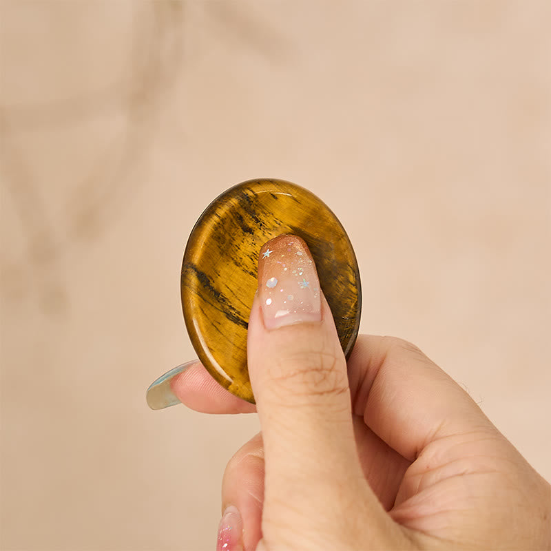 Buddha Stones Confidence & Focus Natural Small Tiger's Eye Worry Stone Crystal Decor 3.5*4.5cm - image 1