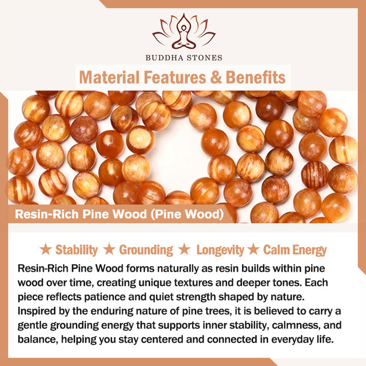 Buddha Stones 108 Beads Resin-Rich Pine Wood Calm Energy Mala - image 6