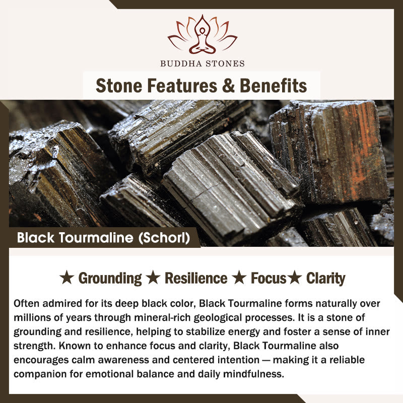 Buddha Stones Black Tourmaline Clear Quartz Carved Rose Flower Design Focus Bracelet - image 5