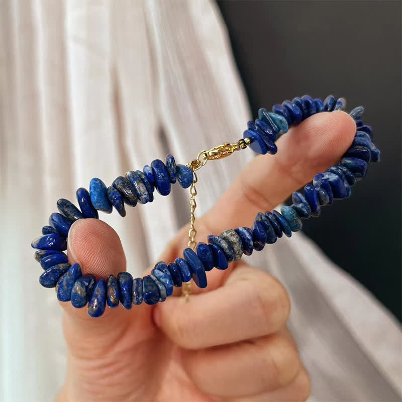 Buddha Stones Natural Irregular Design Lapis Lazuli Lazurite Positive Bracelet - image 4