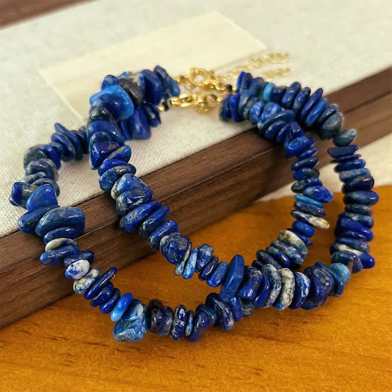 Buddha Stones Natural Irregular Design Lapis Lazuli Lazurite Positive Bracelet - image 2
