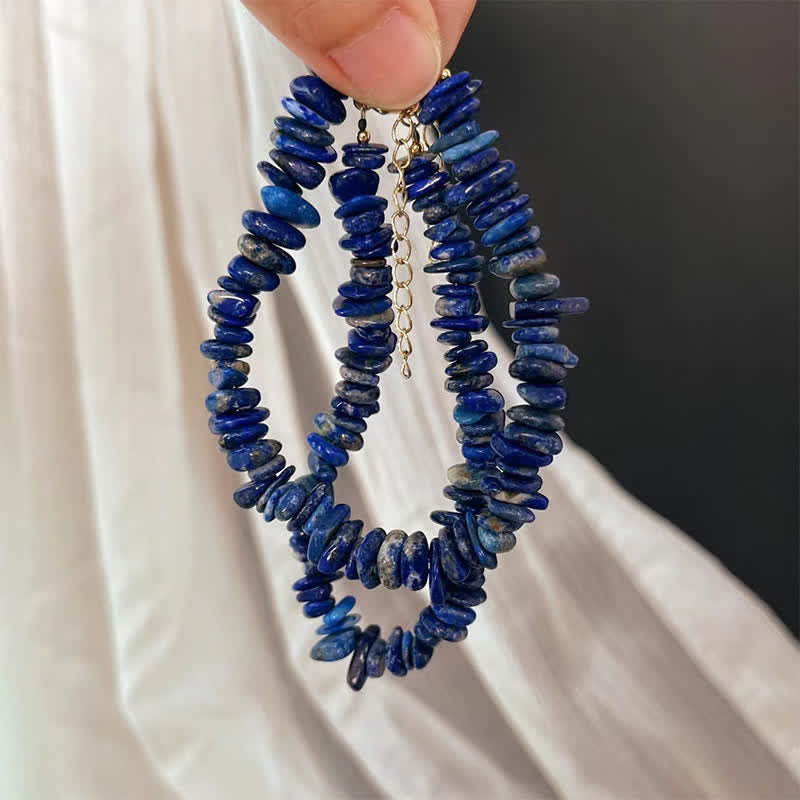 Buddha Stones Natural Irregular Design Lapis Lazuli Lazurite Positive Bracelet - image 7