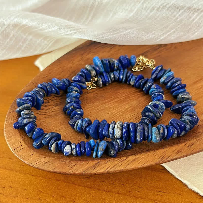 Buddha Stones Natural Irregular Design Lapis Lazuli Lazurite Positive Bracelet - image 1