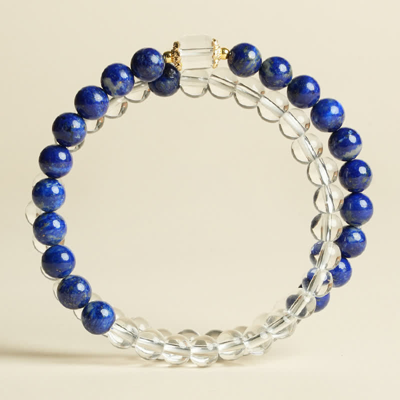 Buddha Stones Lapis Lazuli Clear Quartz Balance Beaded Bracelet - image 1