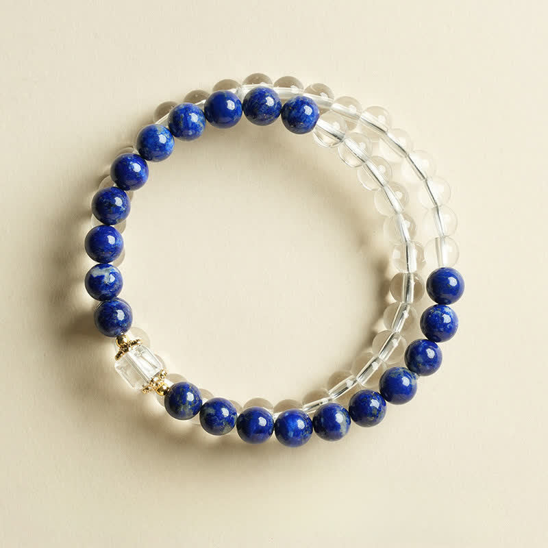 Buddha Stones Lapis Lazuli Clear Quartz Balance Beaded Bracelet - Single-wrap Lapis Lazuli(Wrist Circumference 14-15cm) - image 0