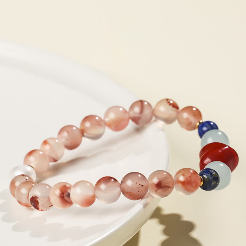 Buddha Stones Heart Design South Red Agate Lapis Lazuli Success Bracelet - image 4