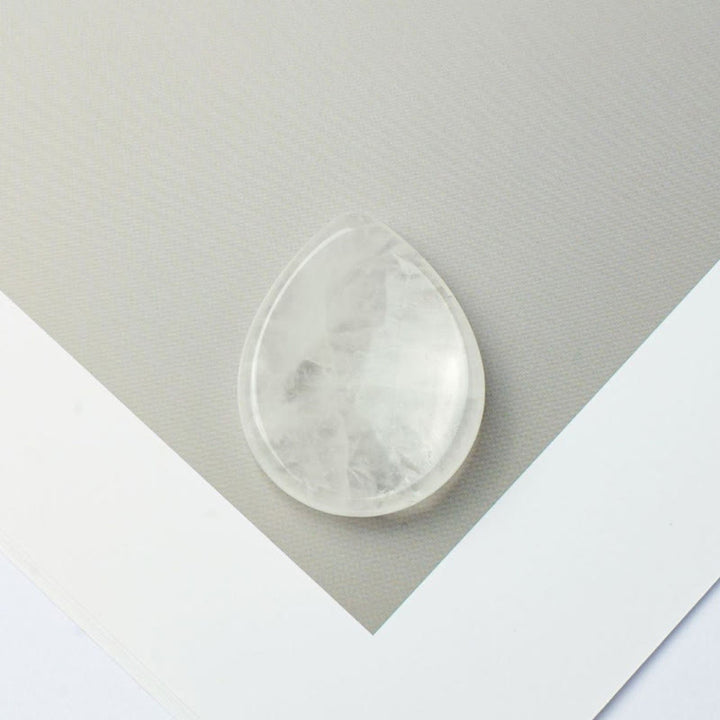 Buddha Stones Teardrop Shape Worry Stone Protection Crystal Decor 34*26*7.8cm - Natural Clear Quartz(Color May Vary) - 34*26*7.8mm - image 1