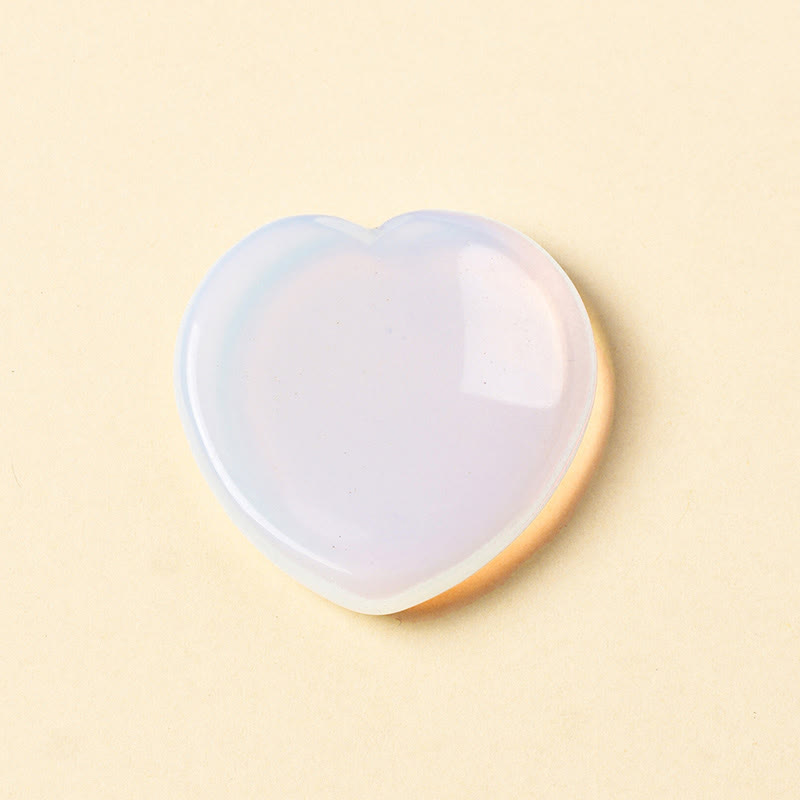 Buddha Stones Heart Worry Stone Opal Rose Quartz Motivation Crystal Decor 4*4*0.7cm - Natural Opal(Color May Vary) - 4*4*0.7cm - image 1