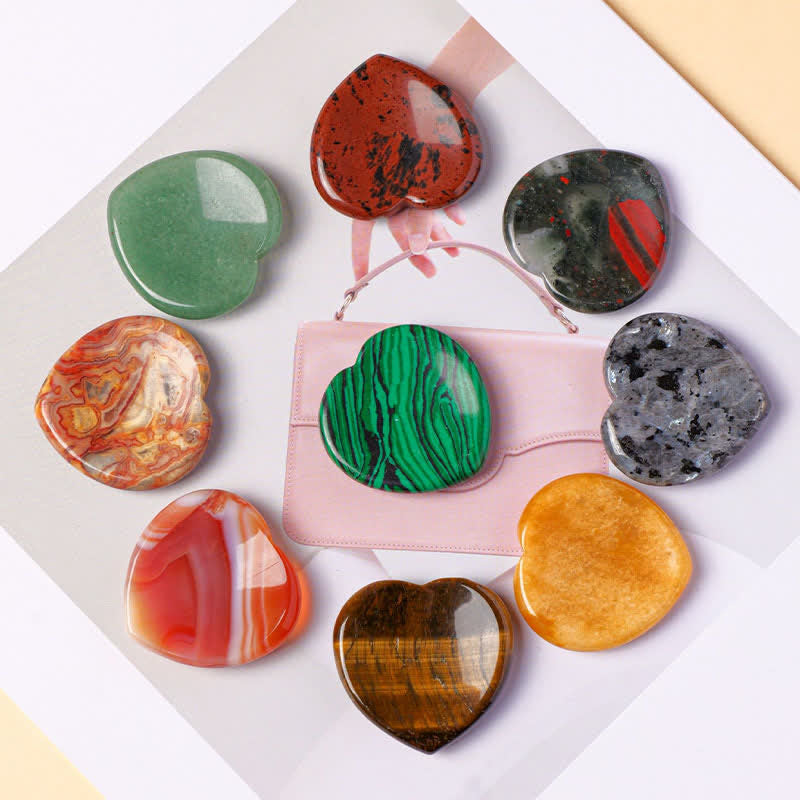 Buddha Stones Heart Worry Stone Opal Rose Quartz Motivation Crystal Decor 4*4*0.7cm - image 24