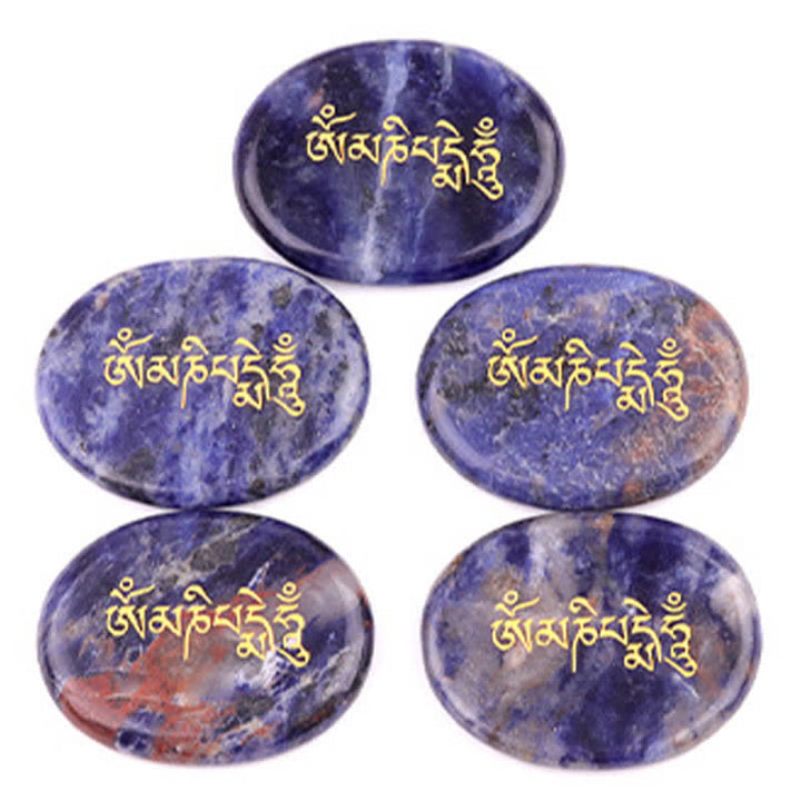Buddha Stones Om Mani Padme Hum Amethyst Tiger Eye Palm Stone Crystal Decor 35*45mm - image 16