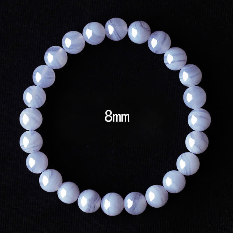 Buddha Stones Round Design Natural Blue Lace Agate Beaded Bracelet - Blue Lace Agate(Wrist Circumference 15–16cm) - image 0