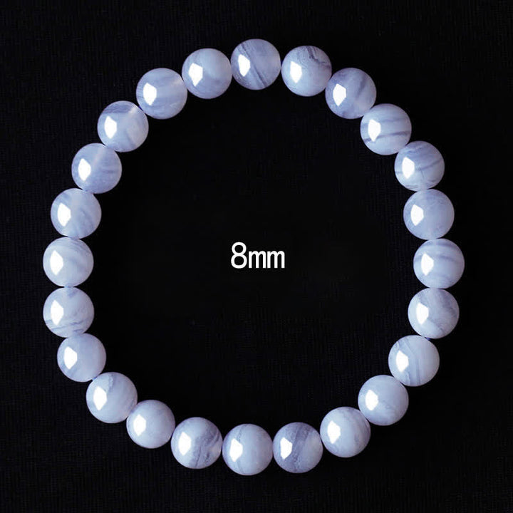 Buddha Stones Round Design Natural Blue Lace Agate Beaded Bracelet - Blue Lace Agate(Wrist Circumference 15–16cm) - image 0