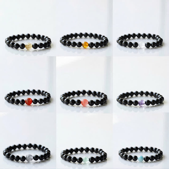 Buddha Stones Black Tourmaline Crystal Zodiac Animal Design Resilience Bracelet - image 16