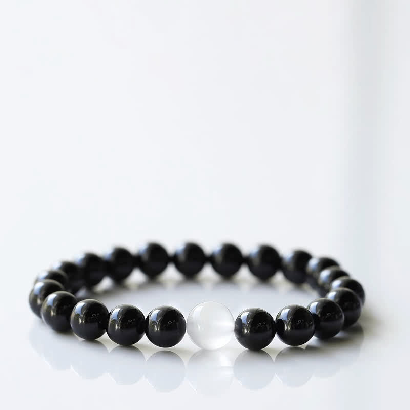 Buddha Stones Black Tourmaline Crystal Zodiac Animal Design Resilience Bracelet - Horse(Wrist Circumference 15–16cm) - image 0