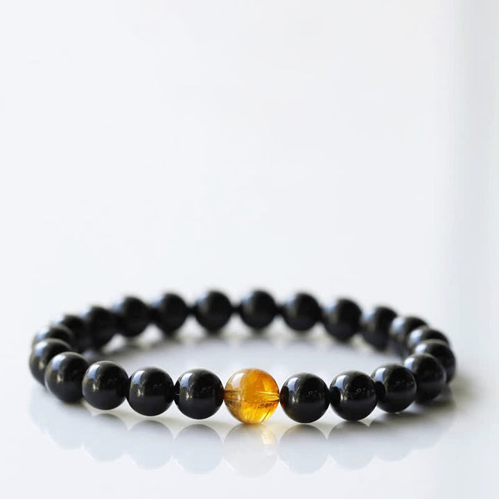 Buddha Stones Black Tourmaline Crystal Zodiac Animal Design Resilience Bracelet - Ox(Wrist Circumference 15–16cm) - image 6