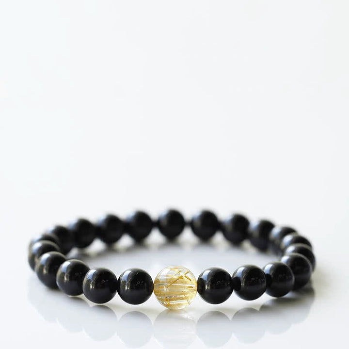 Buddha Stones Black Tourmaline Crystal Zodiac Animal Design Resilience Bracelet - Tiger(Wrist Circumference 15–16cm) - image 7