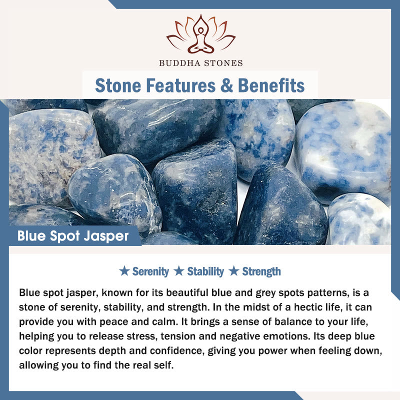 Buddha Stones Blue Spot Jasper Green Aventurine Natural Barrel-Shaped Beads Strength Bracelet - image 1
