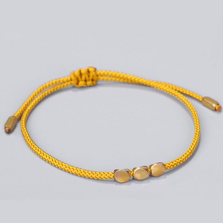 Buddha Stones 3Pcs Blue Yellow String Golden Copper Beads Healing Bracelet - image 2