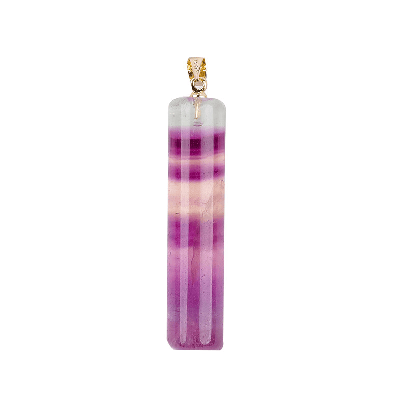 Buddha Stones Natural Colorful Fluorite Cylindrical Protection Necklace Pendant - image 10