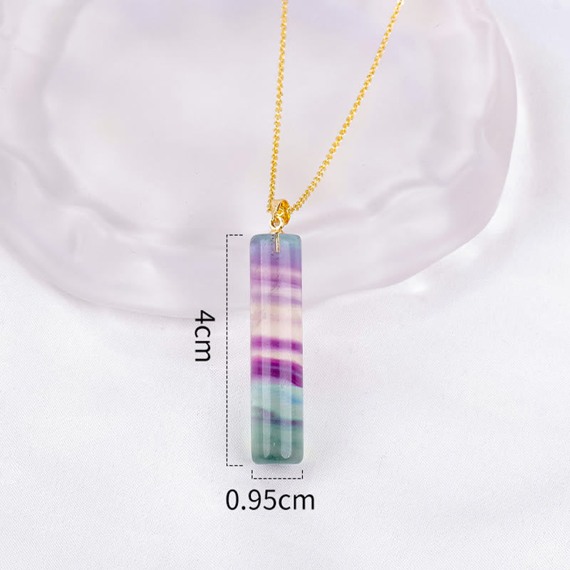 Buddha Stones Natural Colorful Fluorite Cylindrical Protection Necklace Pendant - image 7