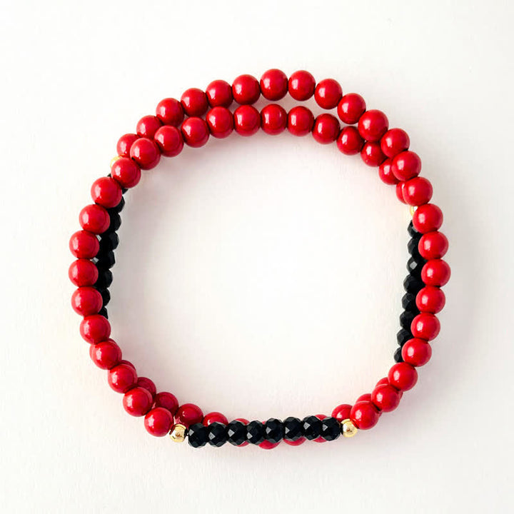 Buddha Stones 4mm Double Wrap Cinnabar Black Tourmaline Blessing Bracelet - image 4