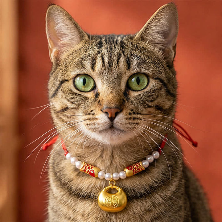 Buddha Stones Red String Plaited Koi Fish Fu Character Fortune Adjustable Cats Dogs Pet Collar - image 10