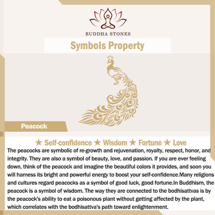 Buddha Stones Copper Peacock Enamel Self Confidence Beaded Charm Bracelet - image 5