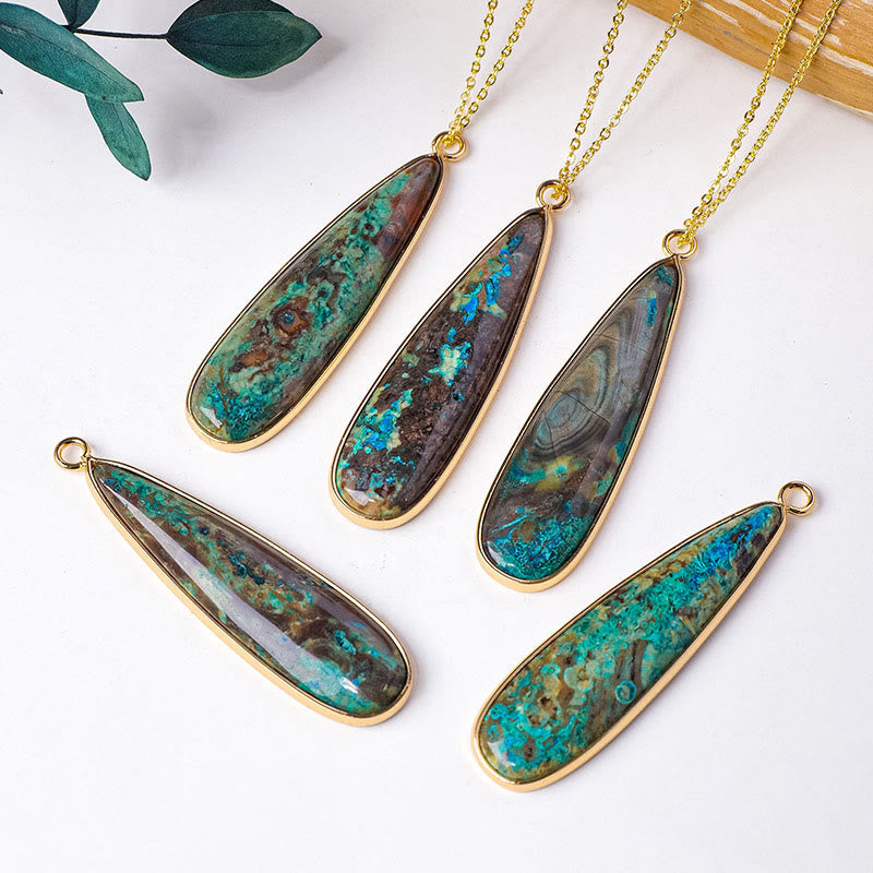 Buddha Stones Natural Stone Sea Sediment Jasper Agate Teardrop Shape Protection Necklace Pendant - image 0