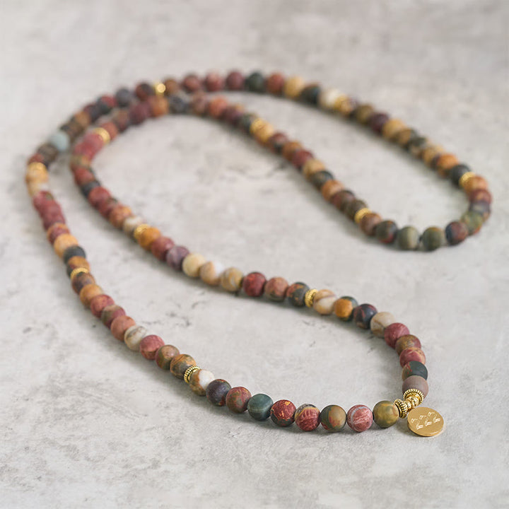 Buddha Stones 222 Angel Number 108 Mala Beads Picasso Jasper Stone Energy Mala - image 4