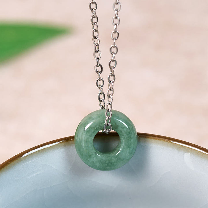 Buddha Stones Green Jade Peace Buckle Abacus Luck Necklace Pendant - image 9