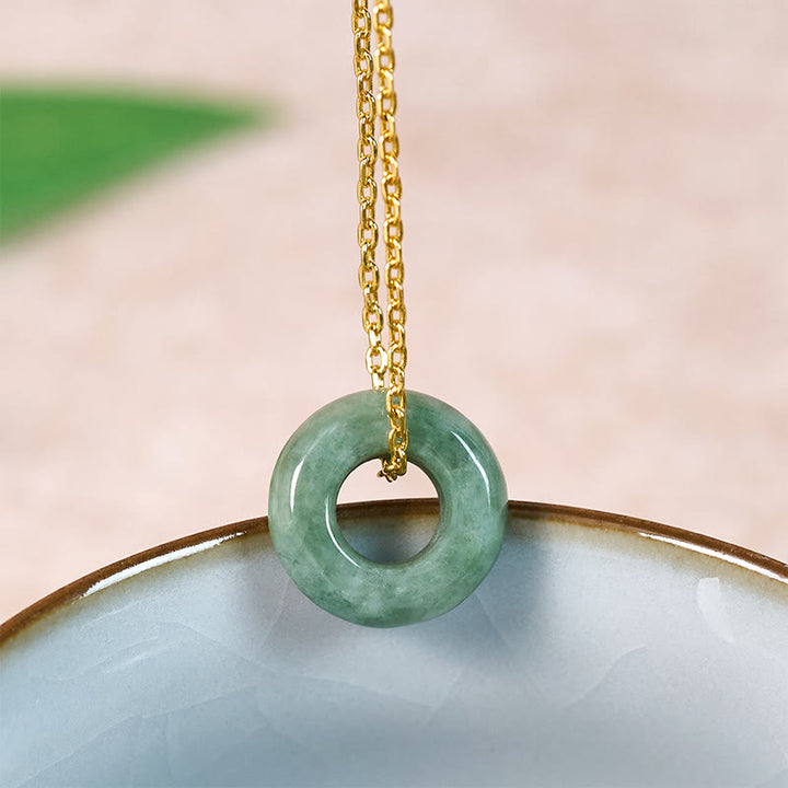Buddha Stones Green Jade Peace Buckle Abacus Luck Necklace Pendant - image 2