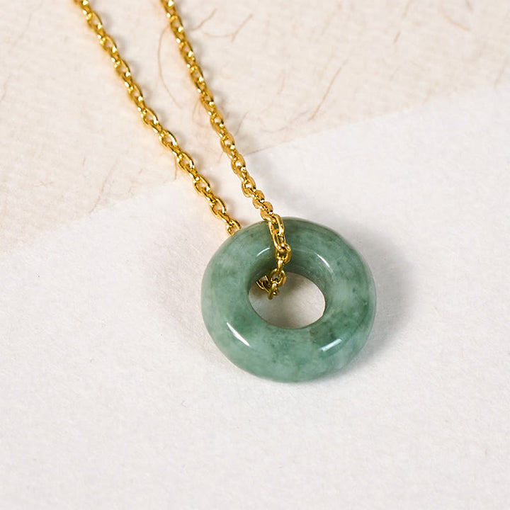 Buddha Stones Green Jade Peace Buckle Abacus Luck Necklace Pendant - image 3