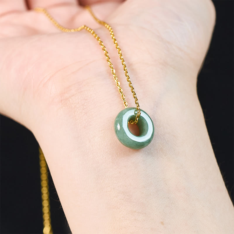 Buddha Stones Green Jade Peace Buckle Abacus Luck Necklace Pendant - image 5