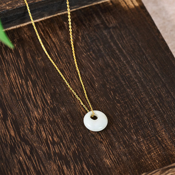 Buddha Stones Round Buckle Jade Luck Necklace Pendant - image 3