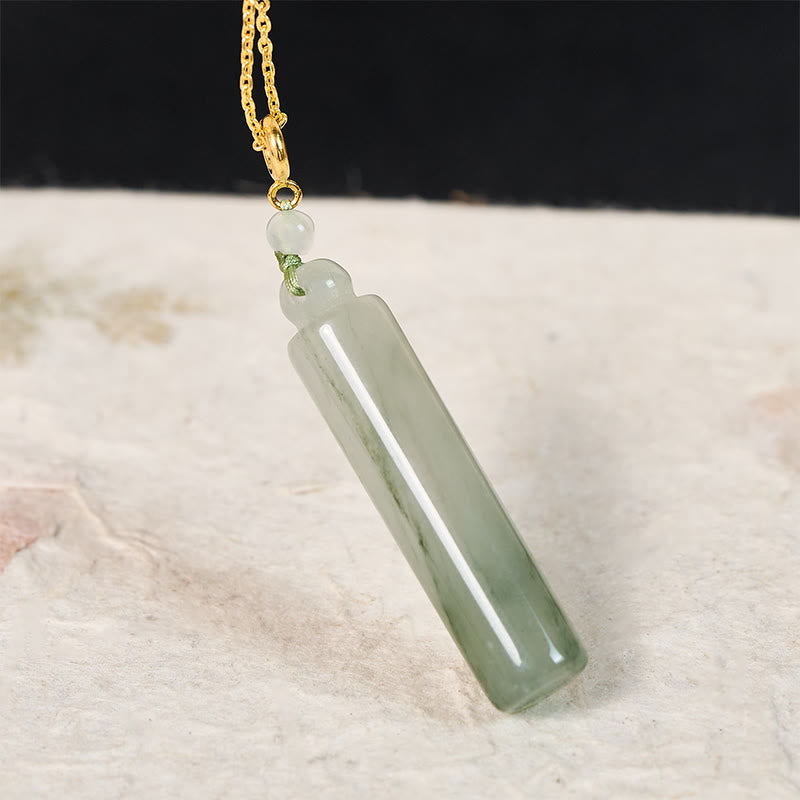 Buddha Stones Cylinder Pattern Jade Luck Necklace Pendant - image 3