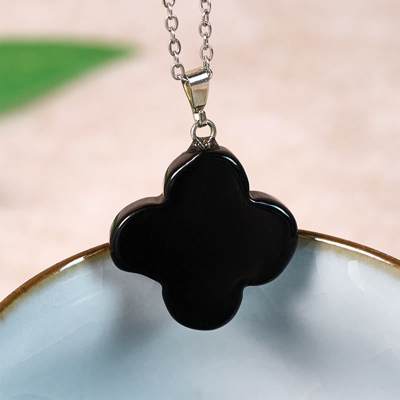 Buddha Stones Various Crystal Green Aventurine Black Obsidian Tiger Eye Plum Blossom Luck Necklace Pendant - Black Obsidian(Natural – Slight Irregularities) - image 7