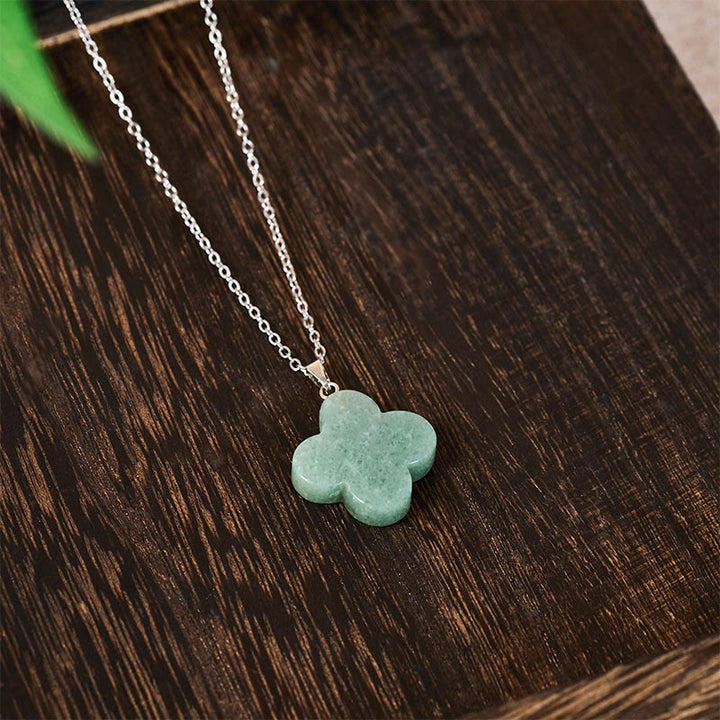 Buddha Stones Various Crystal Green Aventurine Black Obsidian Tiger Eye Plum Blossom Luck Necklace Pendant - image 4