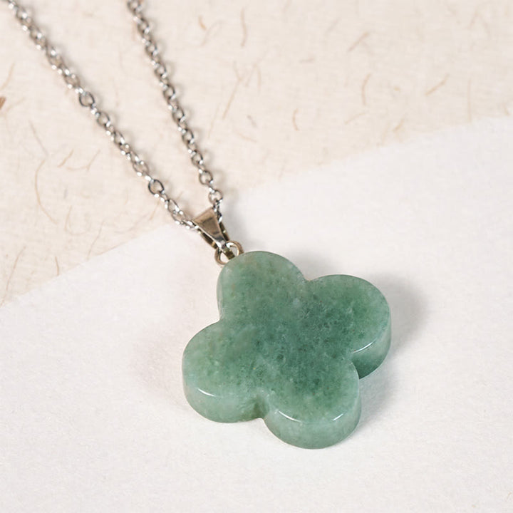 Buddha Stones Various Crystal Green Aventurine Black Obsidian Tiger Eye Plum Blossom Luck Necklace Pendant - image 2