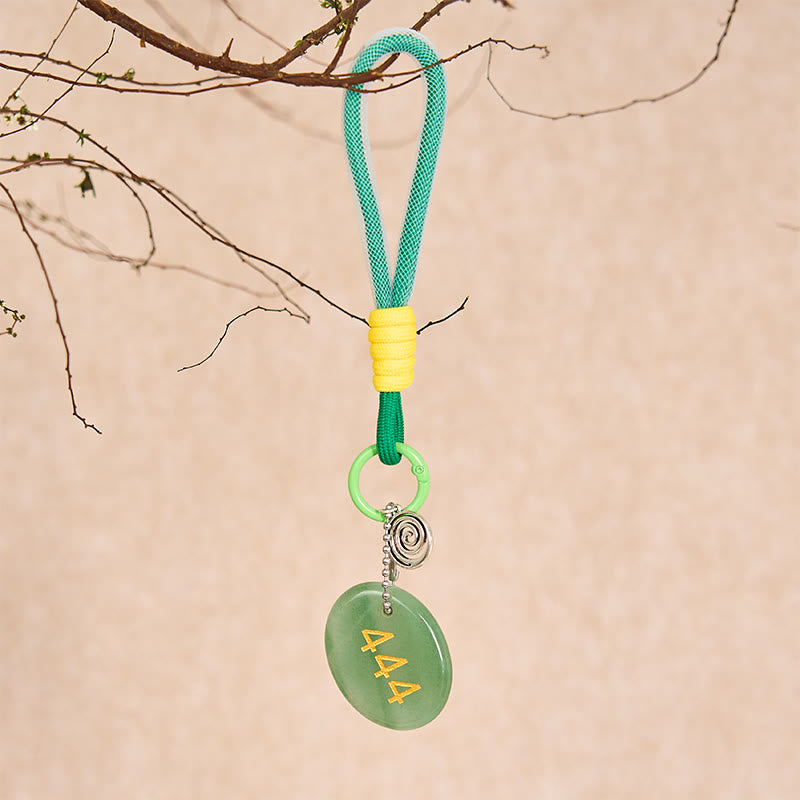 Buddha Stones "Wishing Protection and Stability" 444 Angel Number Natural Green Aventurine Key Chain Hanging Decoration Includes Gift Message Card - image 5