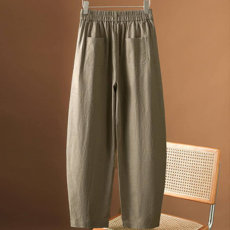 Buddha Stones Summer Minimalist Button-Up Solid Women's Harem Pants With Pockets - image 1