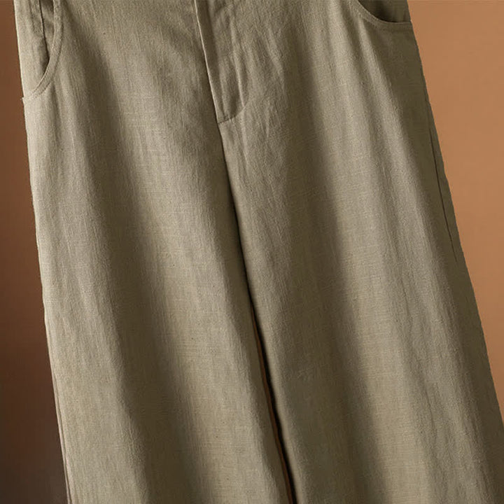 Buddha Stones Summer Minimalist Button-Up Solid Women's Harem Pants With Pockets - image 4