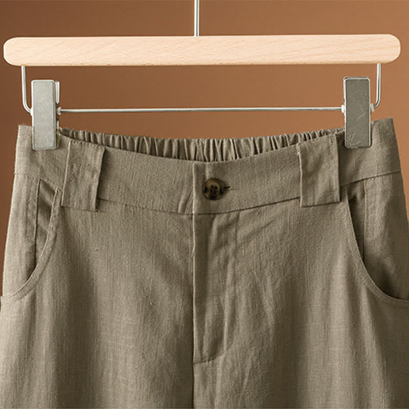 Buddha Stones Summer Minimalist Button-Up Solid Women's Harem Pants With Pockets - image 5
